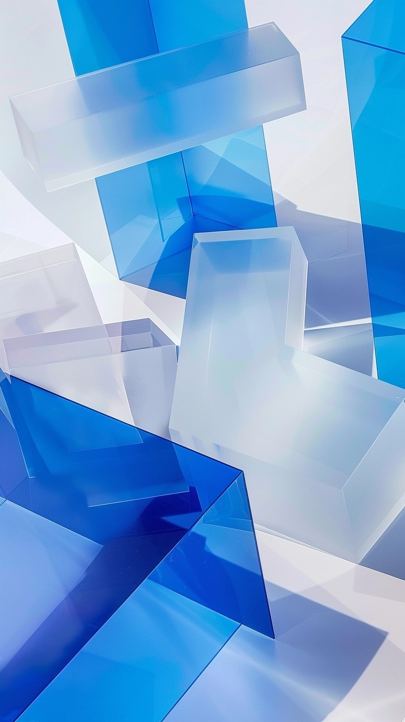 Futuristic Blue Glass Box: Abstract Design Showcase