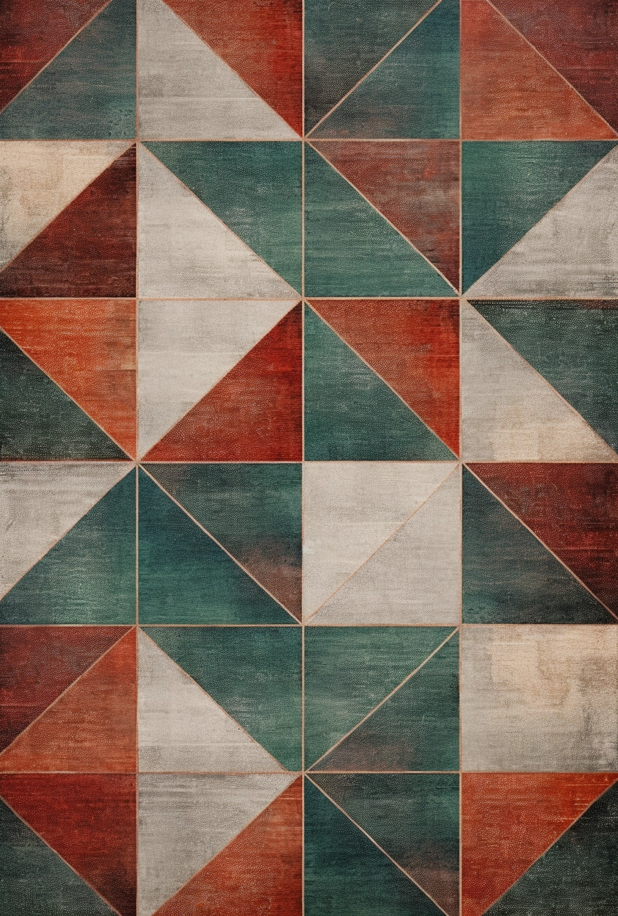 Geometric Glazed Surface Rug: Rustic Textures, Metallic Finishes – HD, 8K