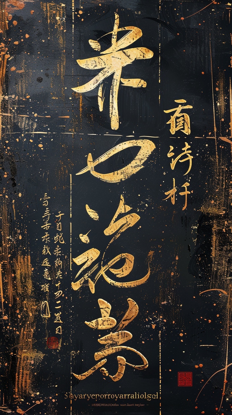 Exquisite Chinese Calligraphy Art: Slender Gold Script