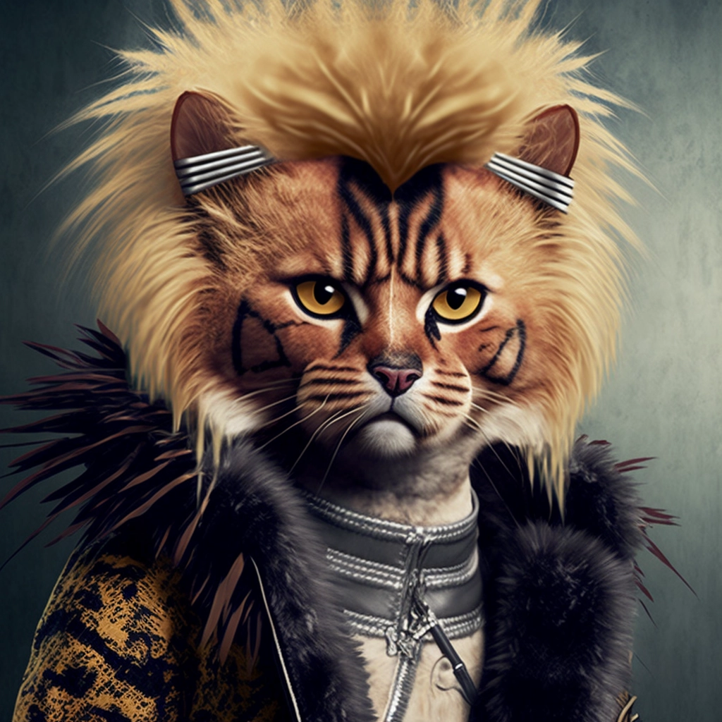 Surreal Punk Cat: High-Res Fashion Photo