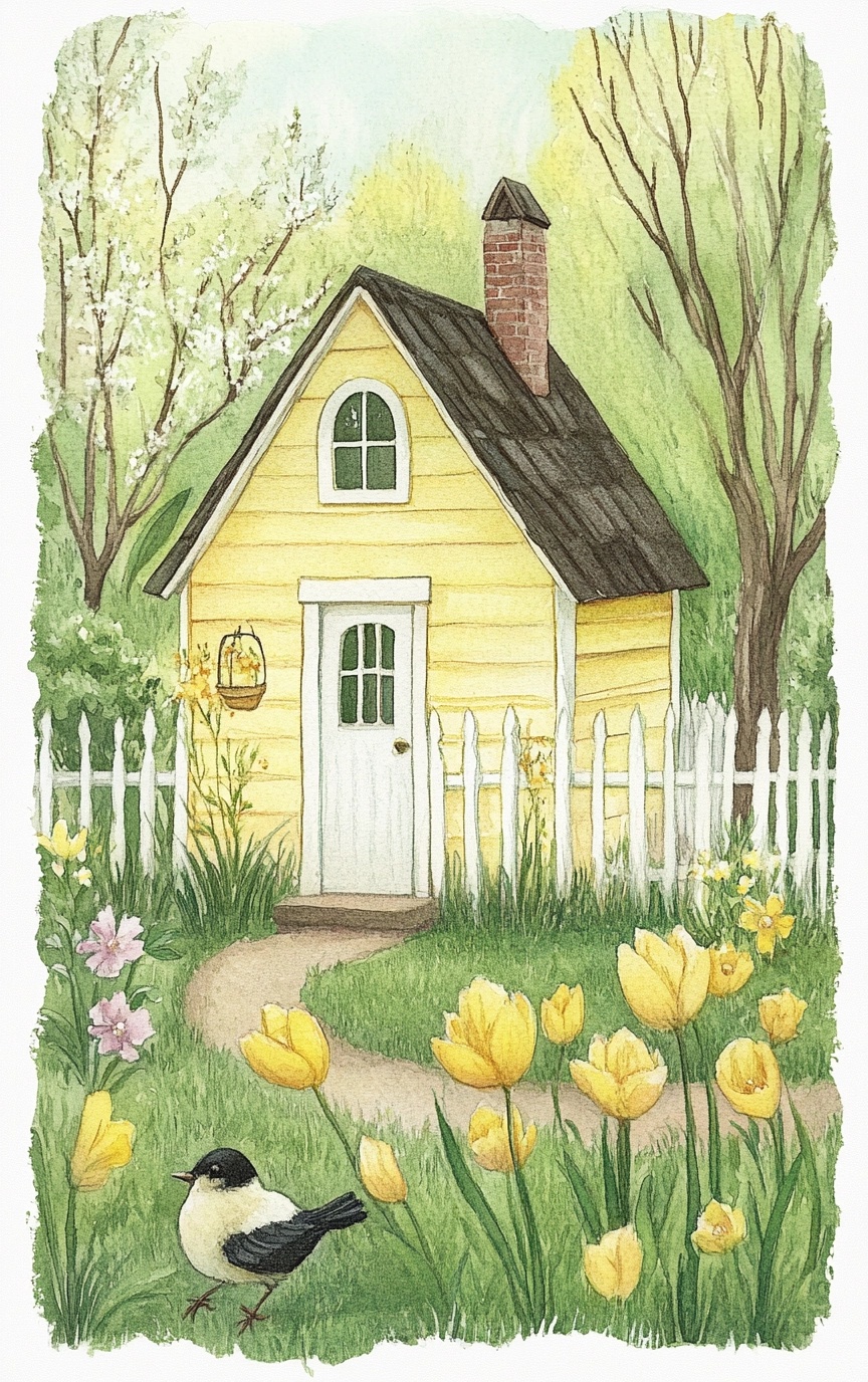 Whimsical Watercolor Garden Postcards: Spring Vibes