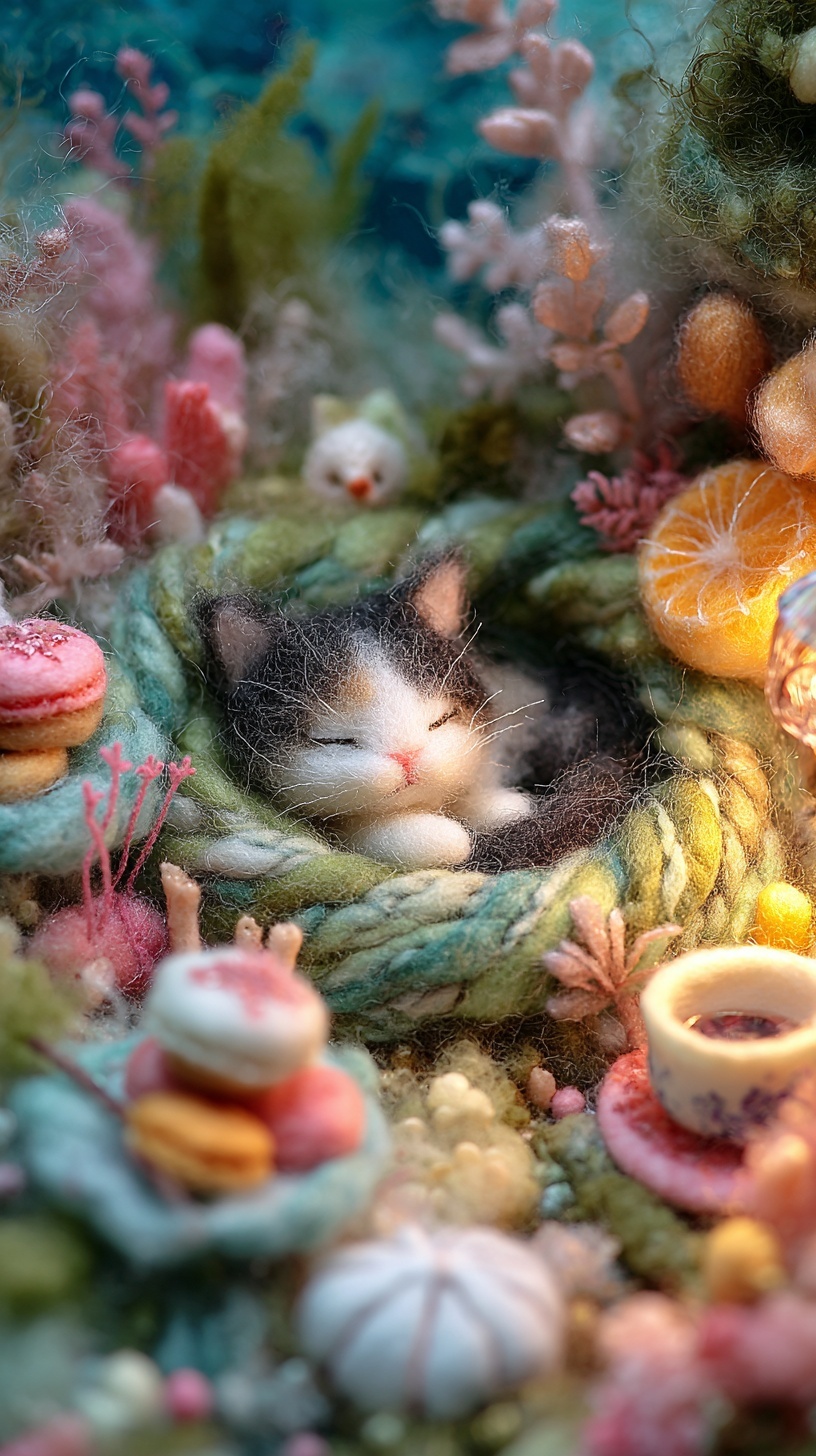 Dreamy Cat Nest: Whimsical Felted Wool Oasis