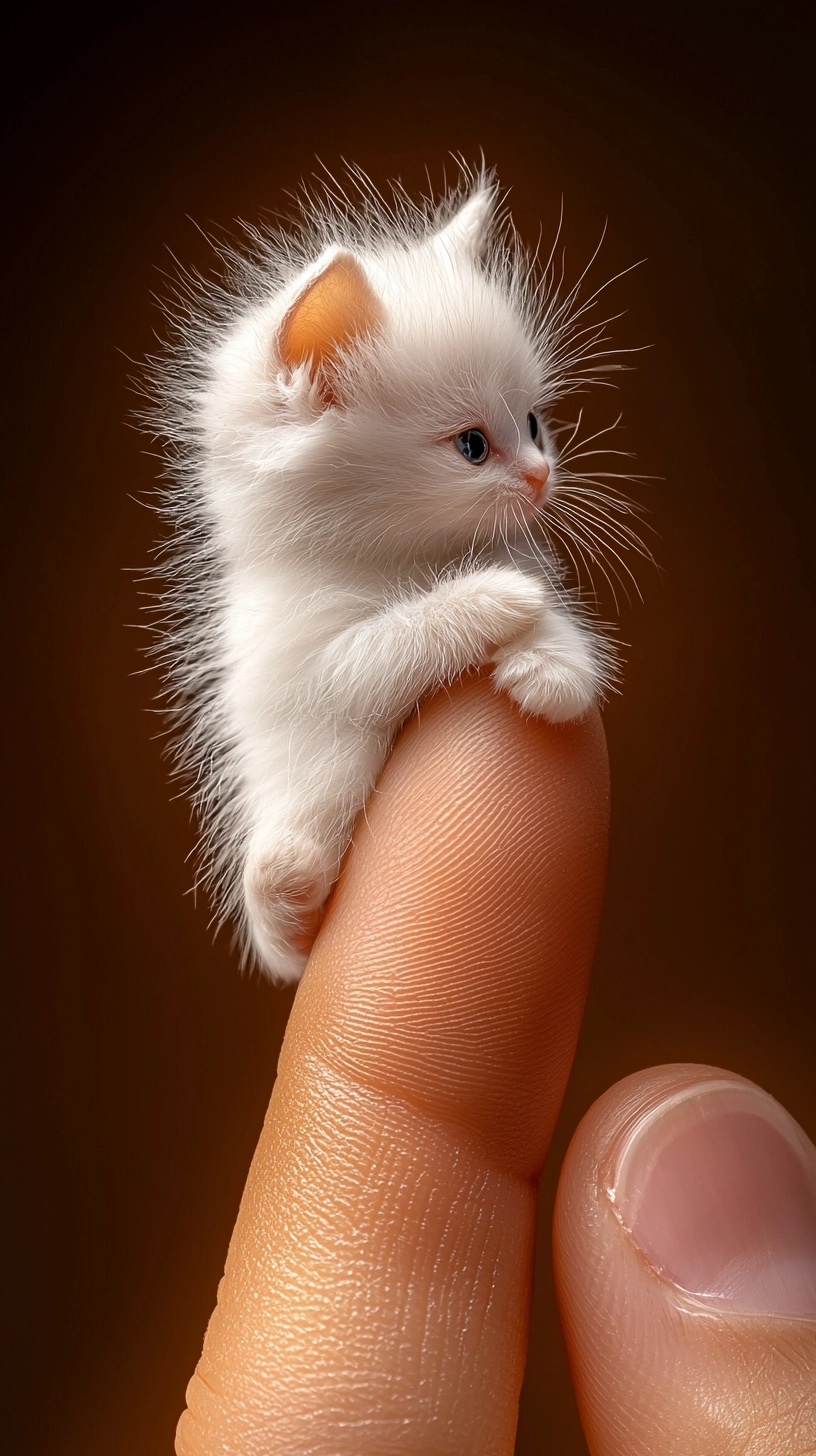 Ultra-Realistic 8K Kitten on Finger Photography