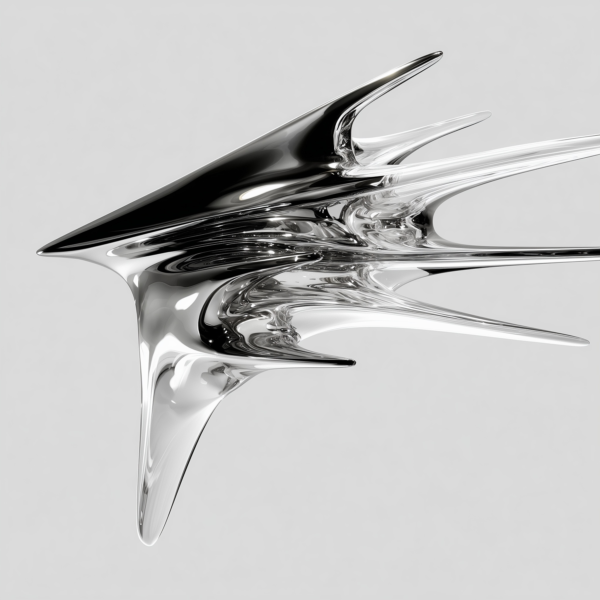 Futuristic 3D Metallic Liquid Shapes Inspired by Telegram