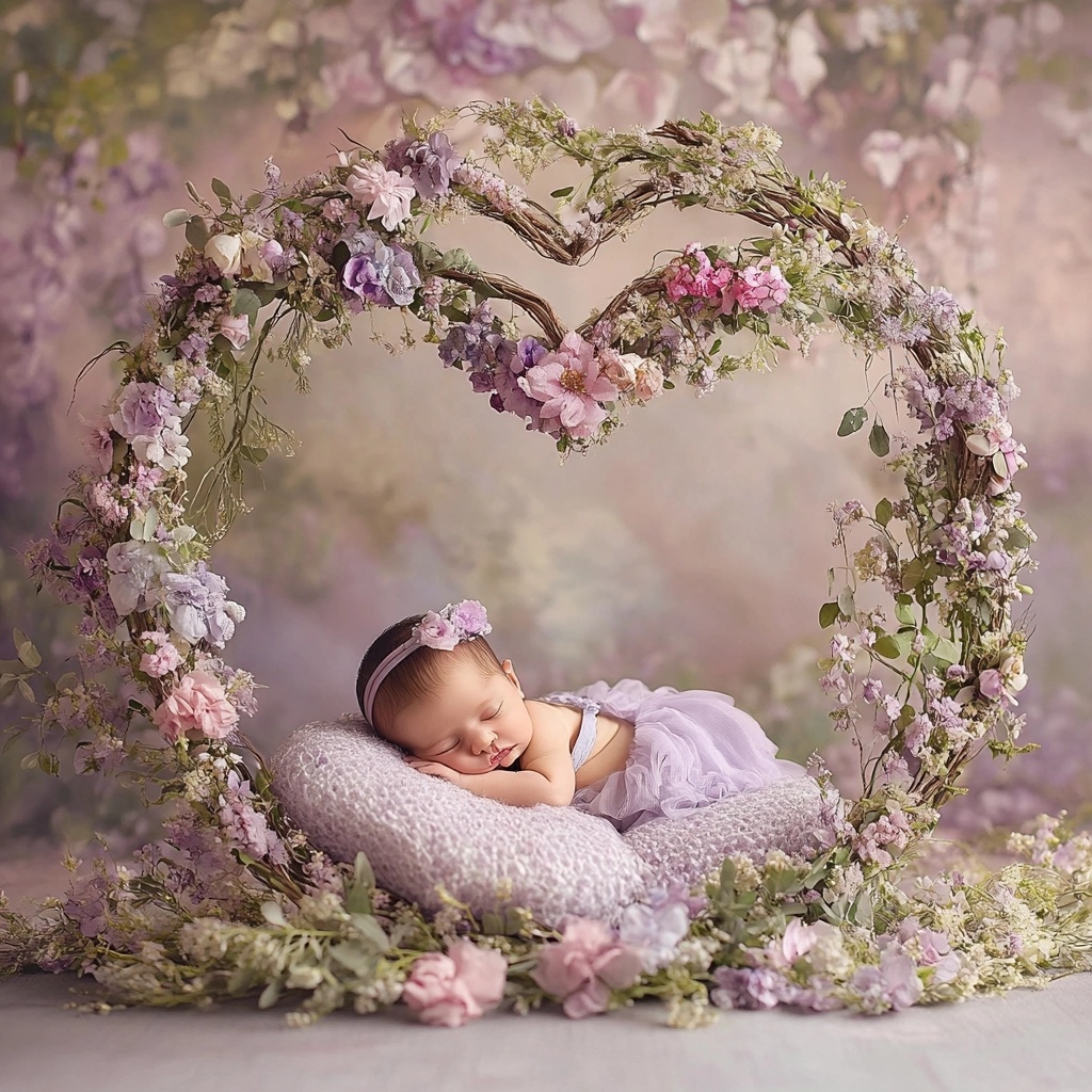 Enchanted Newborn Photography: Heart-Shaped Arch