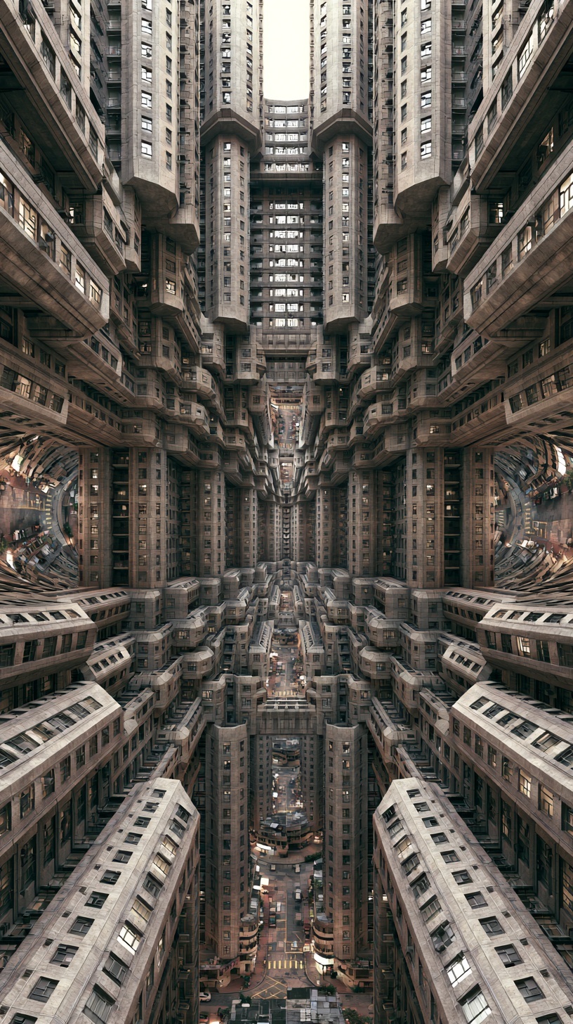 Gravity-Defying Brutalist Apartment Tower Design