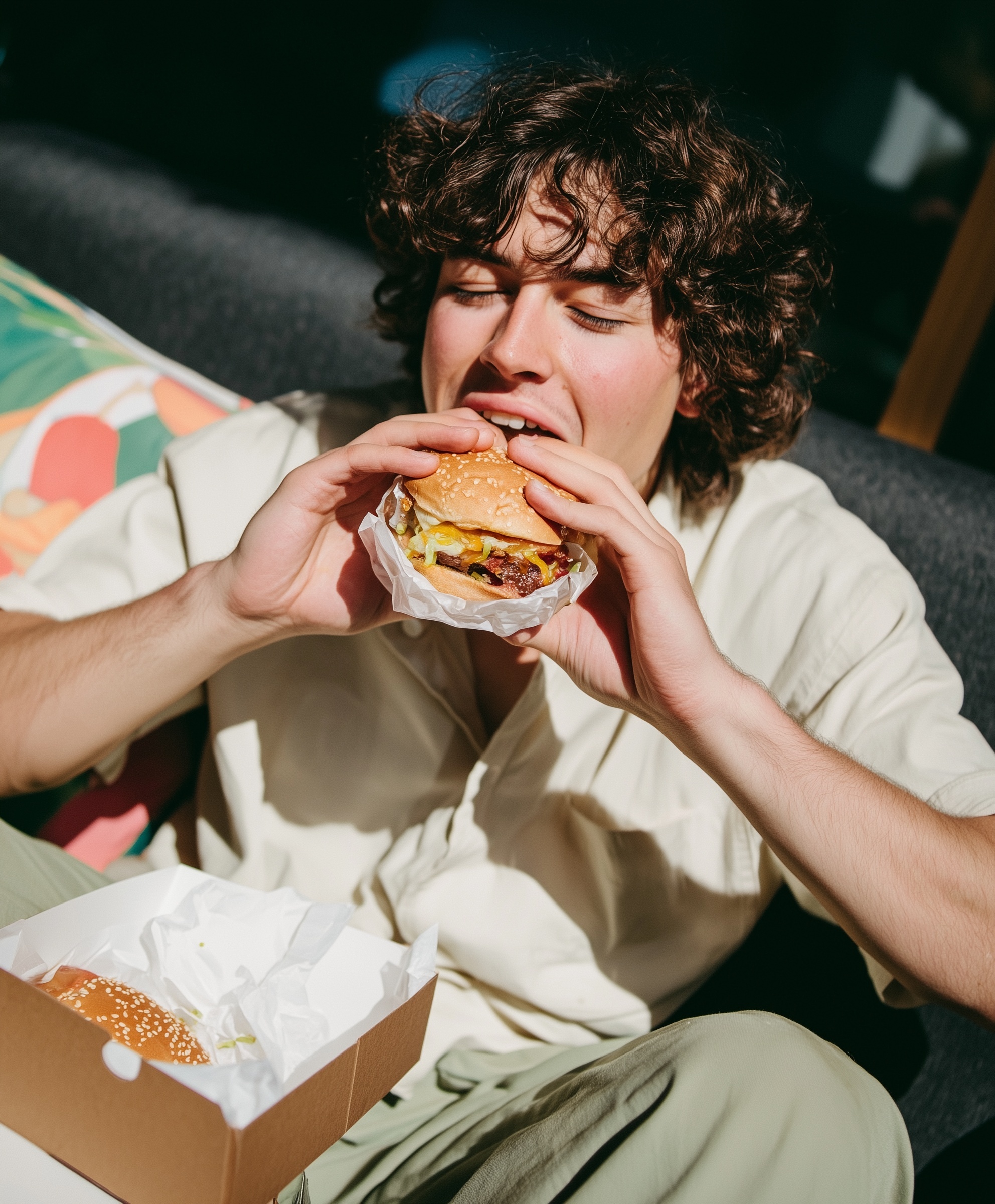 Cozy Moments: Enjoying a Burger at Home