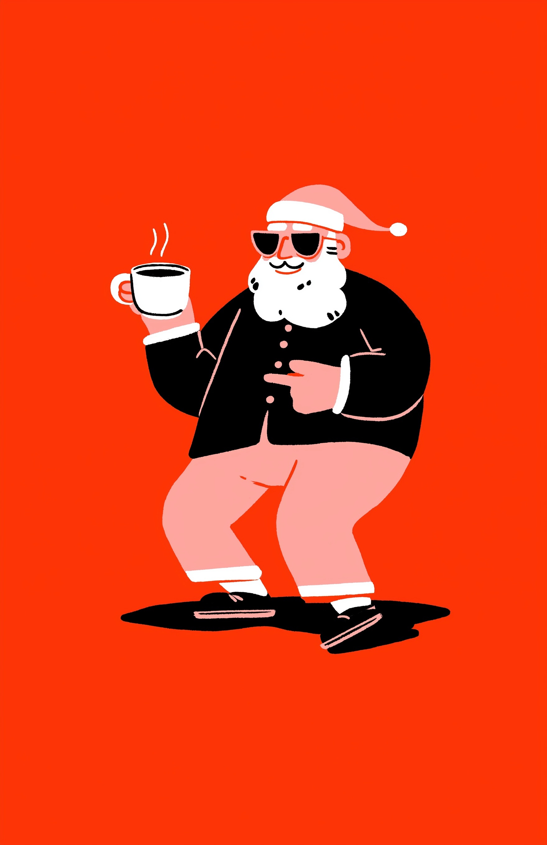 Santa's Cozy Coffee Christmas Illustration