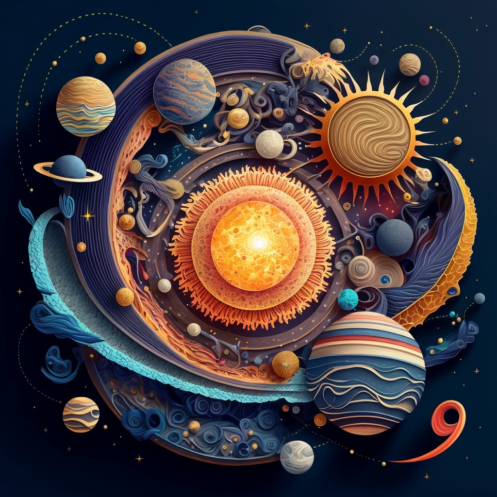 Ornate Paper Cut Craft: Multi-Dimensional Solar System