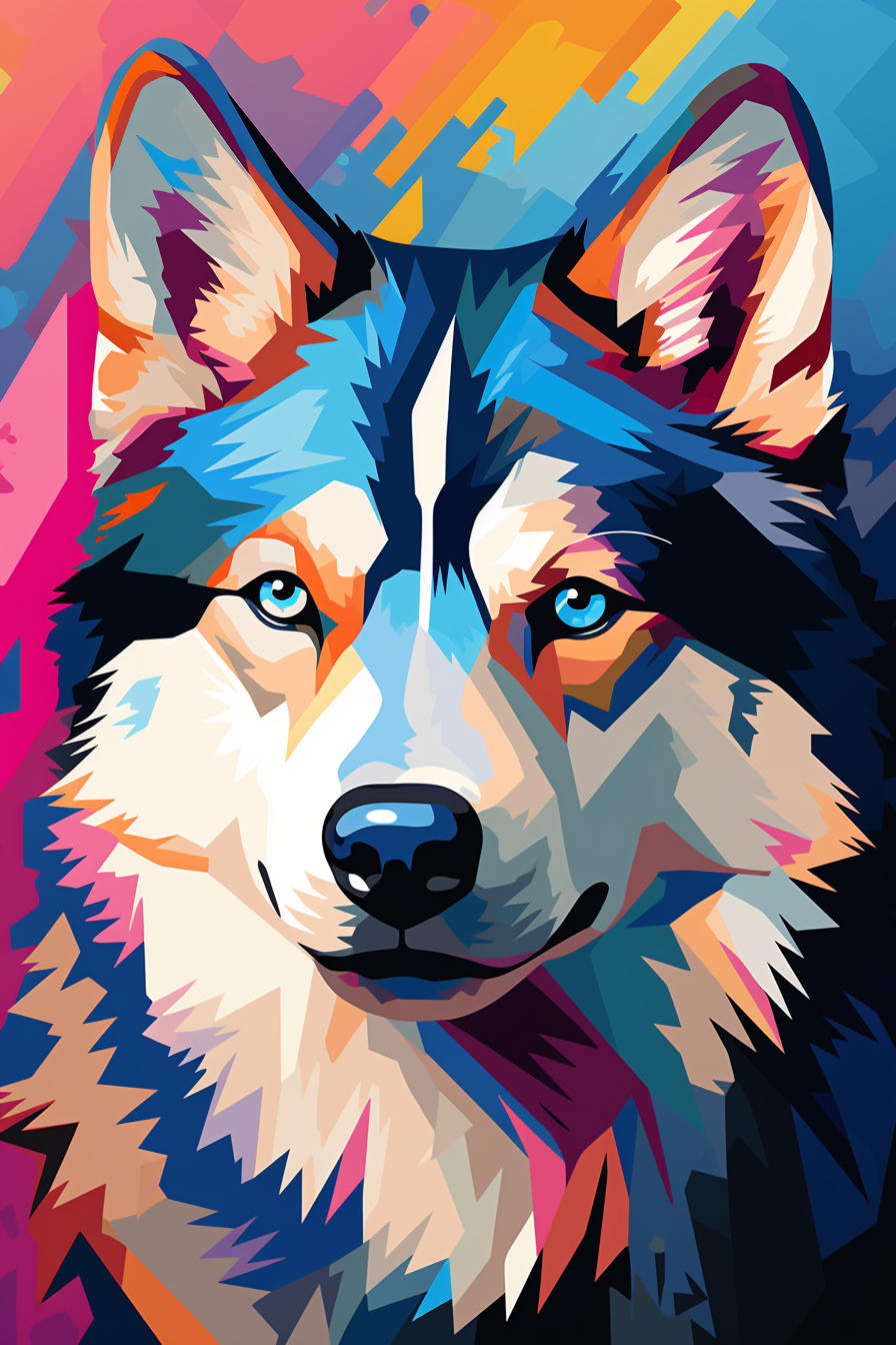 Vibrant and Clear UHD Abstract Art - Gen-Z Siberian Husky