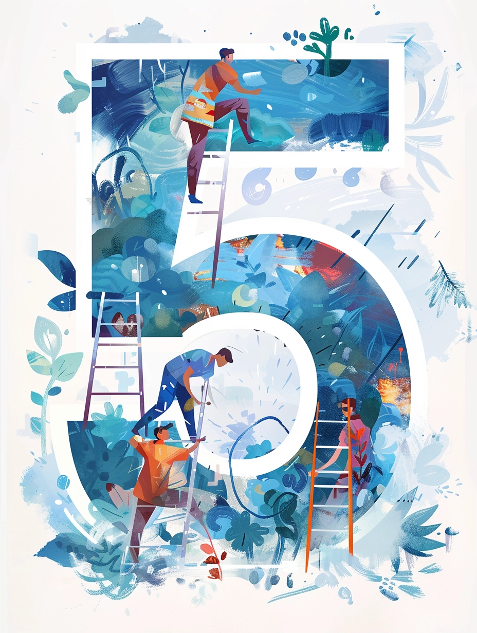 Modern Chinese New Year Poster: Young Professionals Teamwork Illustration