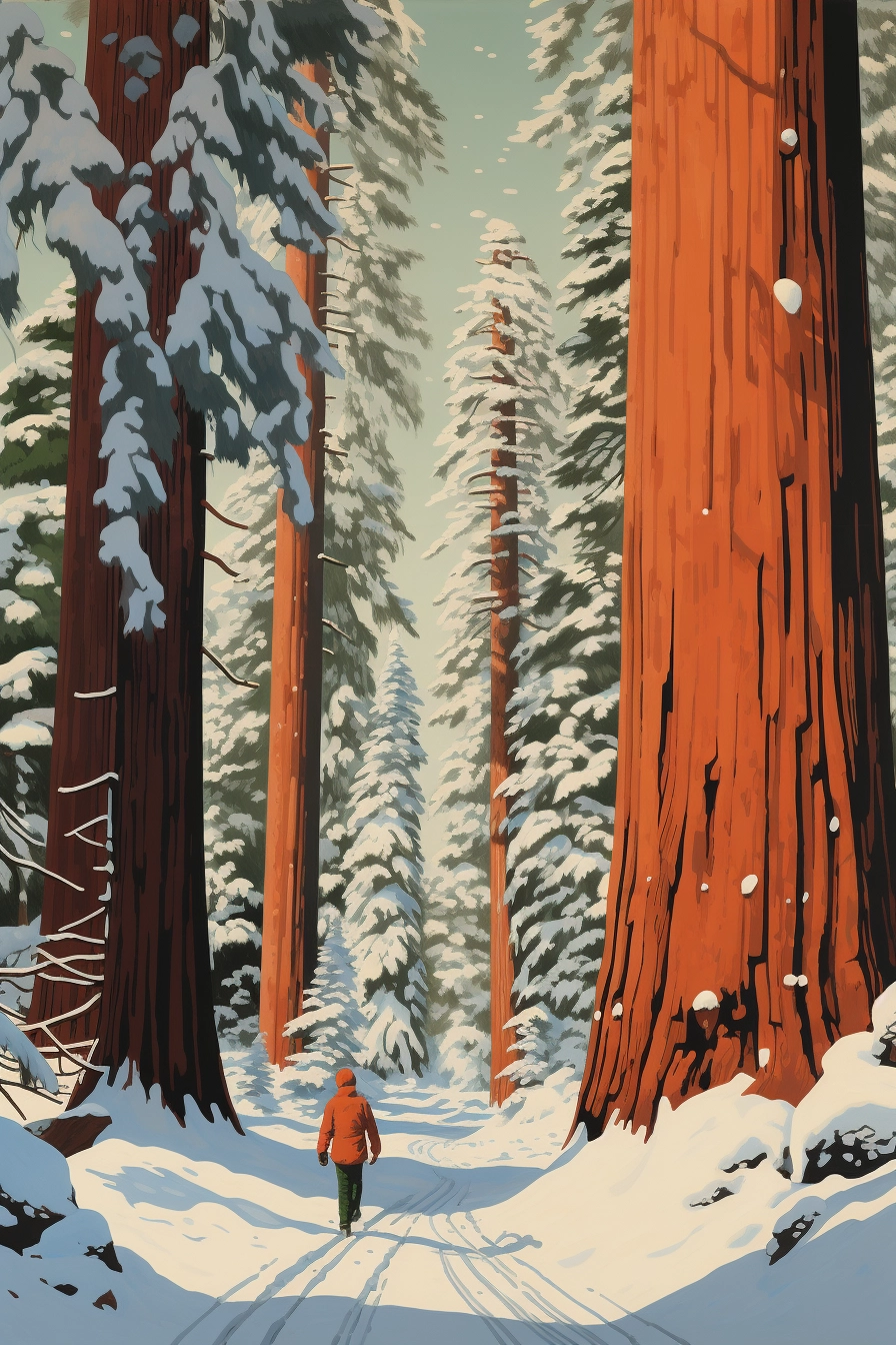 Snowy Giant Sequoia: Explore the Majestic Forest Trail