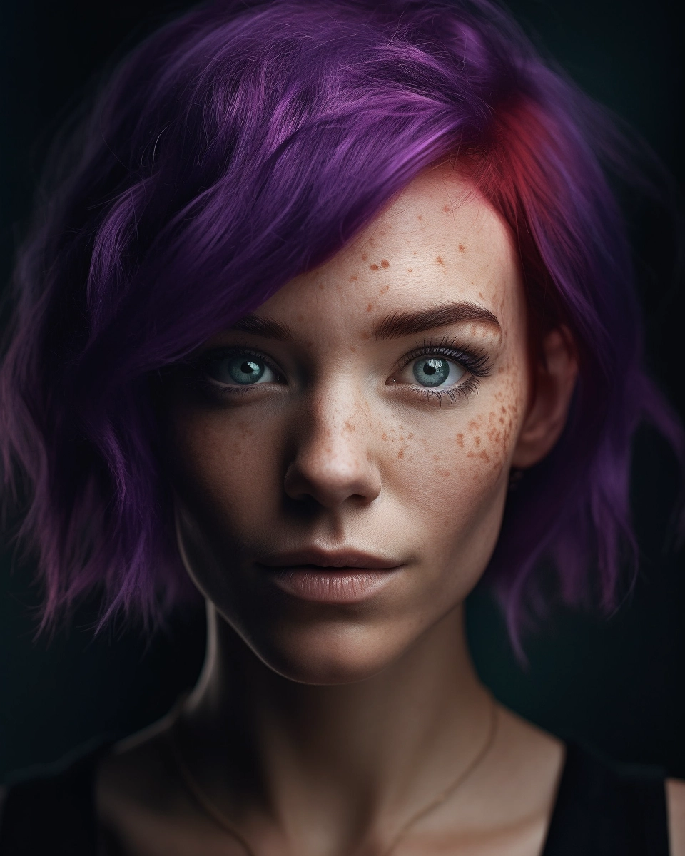 Norwegian Model with Purple Hair and Iridescent Eyes