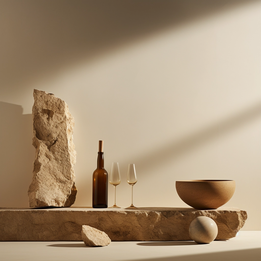 Cognac Travertine: Minimalist Stones in Afra Tobia Scarpa Style