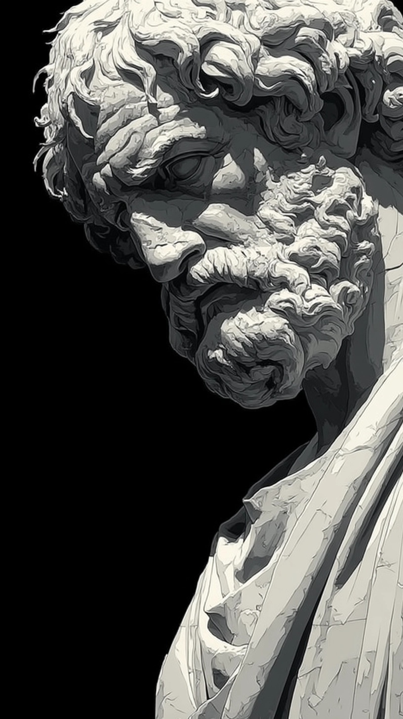 Muscular Man in Classical Robe: Minimalist Artwork