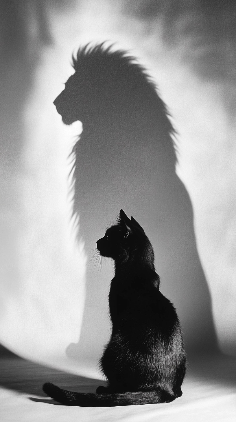 Majestic Shadows: The Lion Within a Black Cat