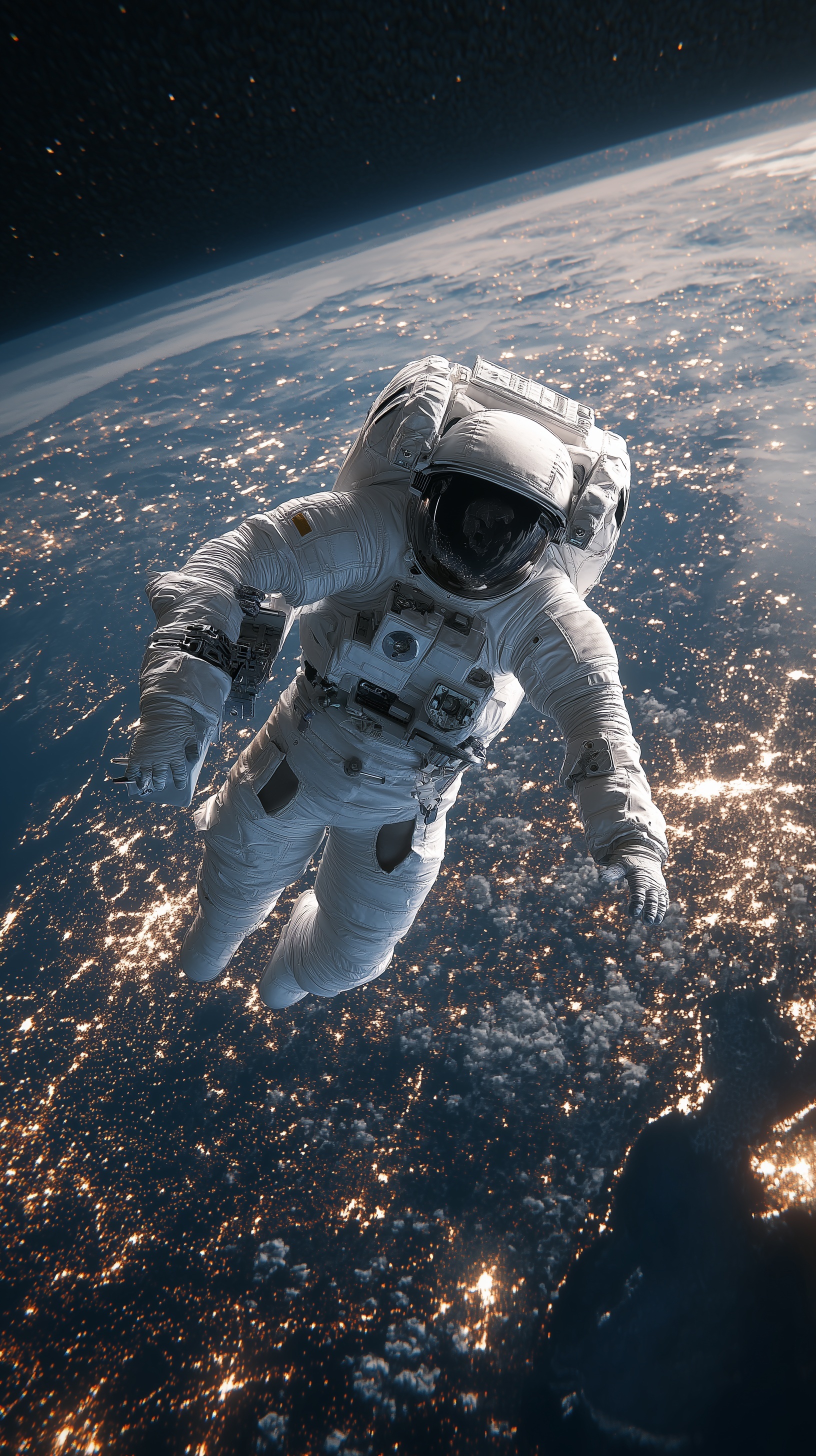 Stunning Spacewalk: Astronaut Above a City Planet