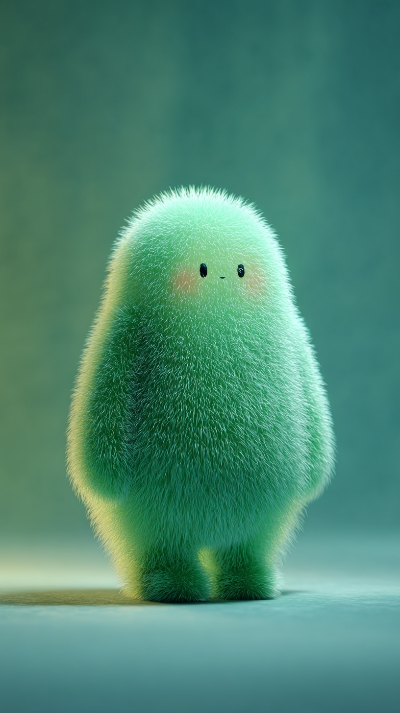 Charming Green Cloud Mascot: 3D Character Delight