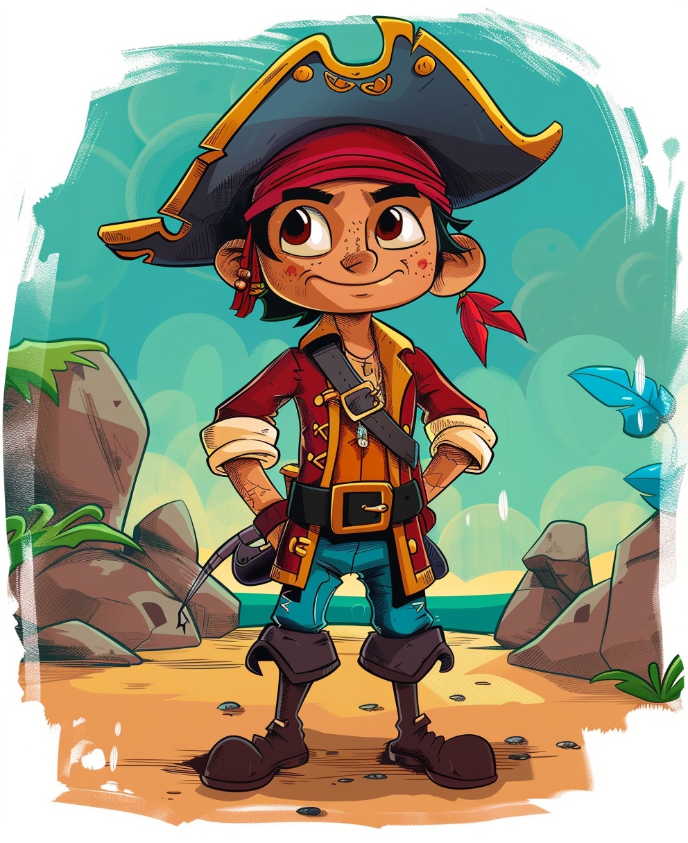 Colorful Pirate Kids Illustration - Cartoon Style Art