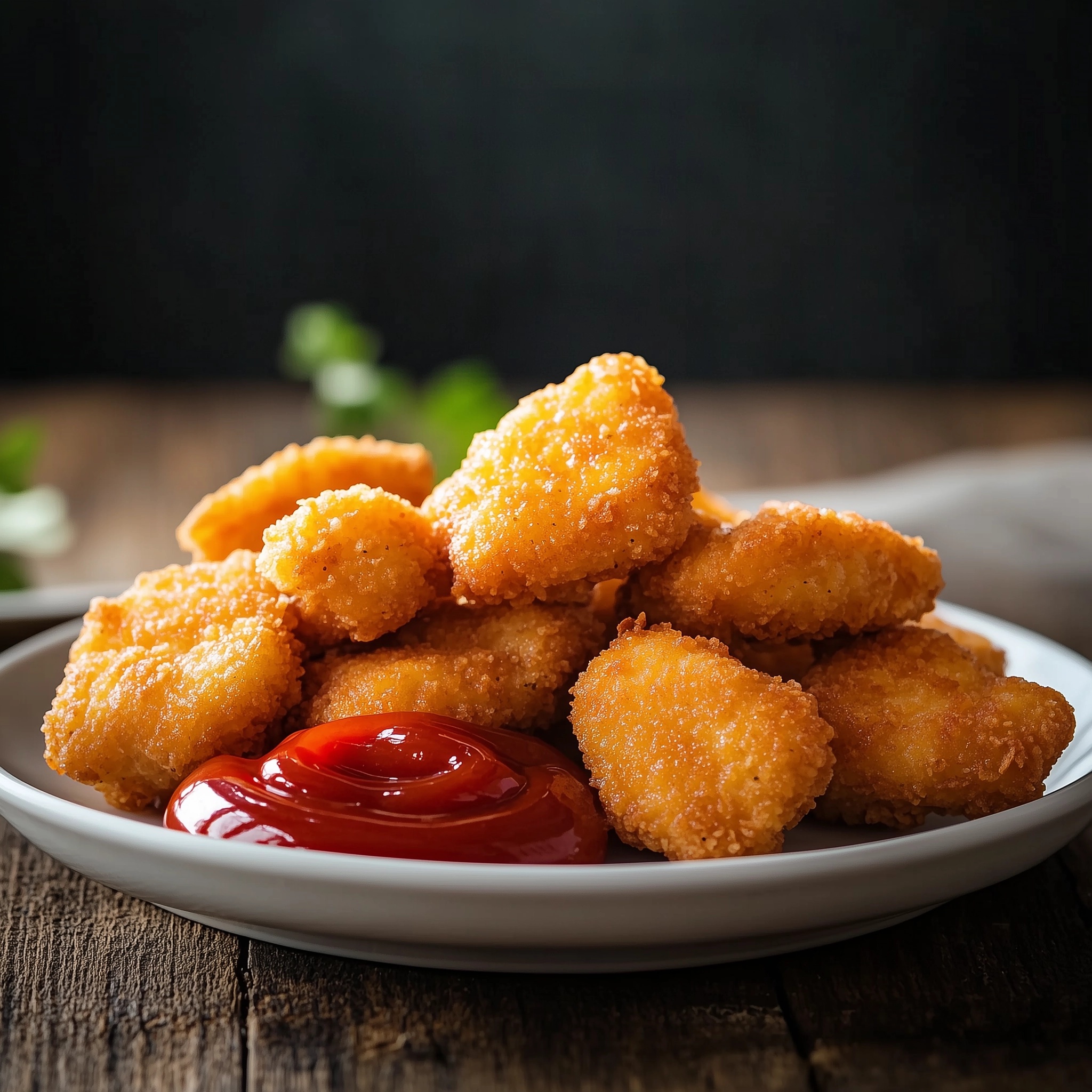 Crispy Chicken Nuggets Served with Ketchup Delight