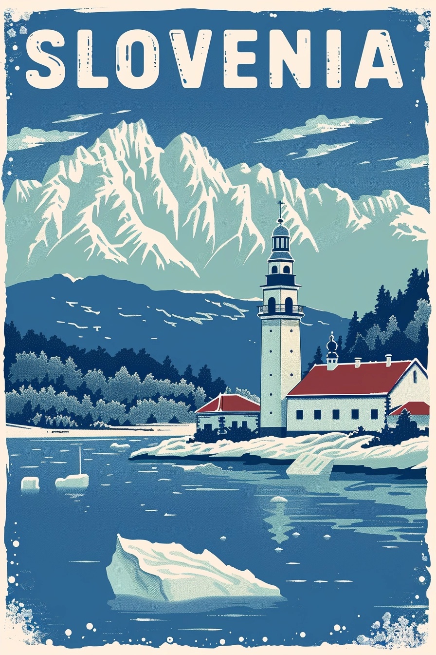 Discover Slovenia: Vintage Alpine Travel Poster