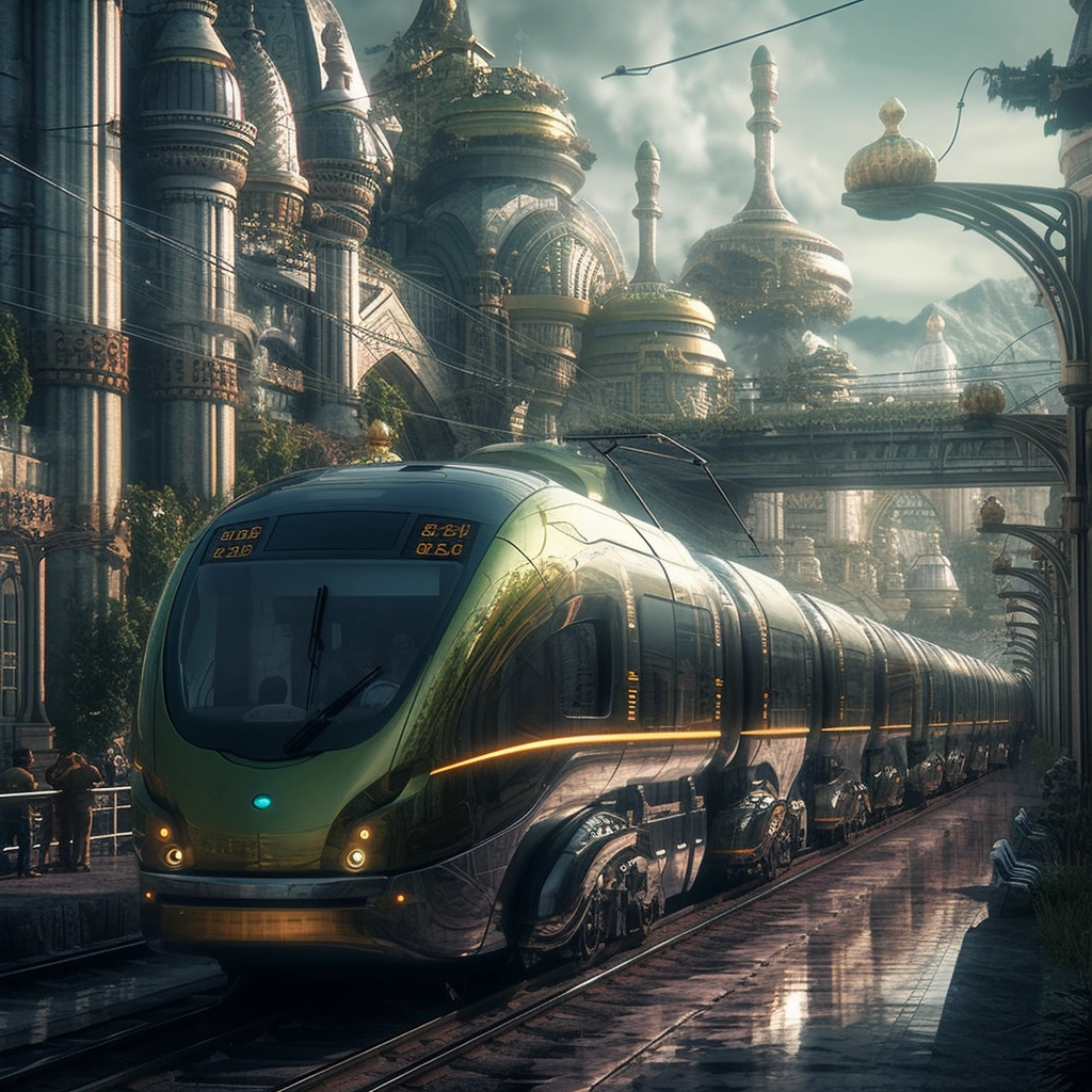 Solarpunk Train: Futuristic Ergonomic Departure