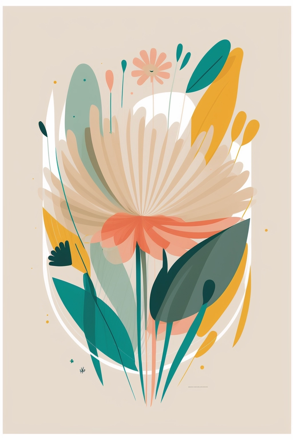 Abstract Floral Vector Art in Warm Pastels