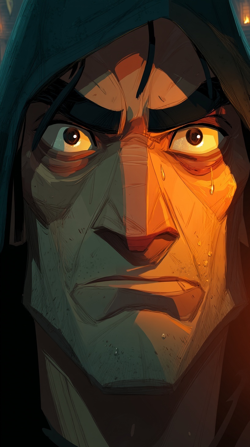 Defiant Hooded Archer: A Bold Medieval Portrait