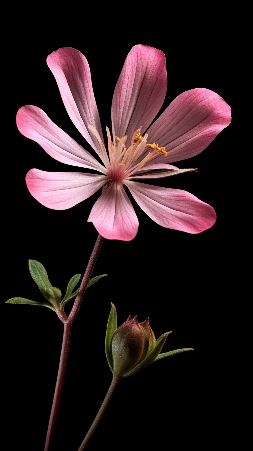 Pink Wildflower Blooms in Elegant Chain - High Resolution Studio Photography