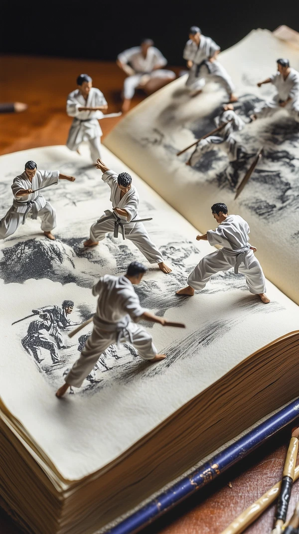 Miniature Karate Fighters in a Giant Storybook