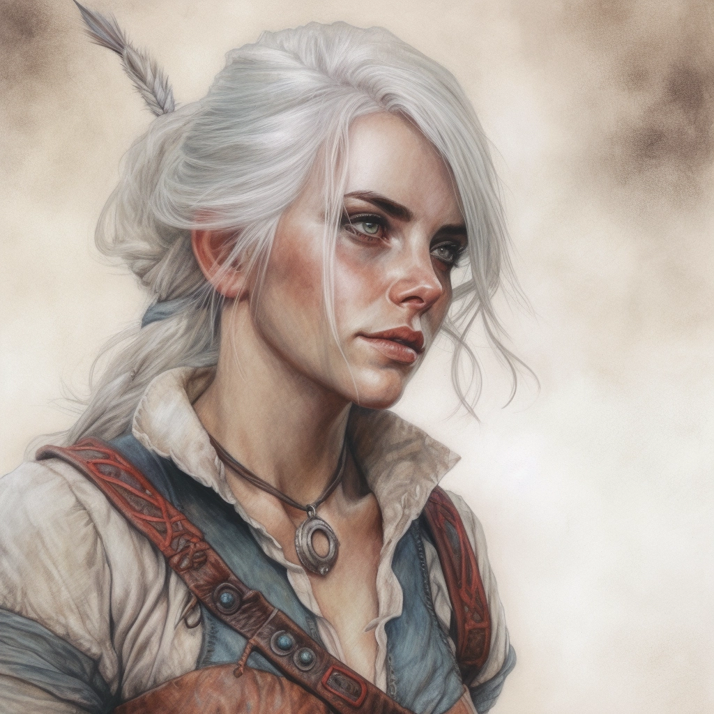 Stunning Ciri Illustration: Hyperrealistic Watercolor Pencil