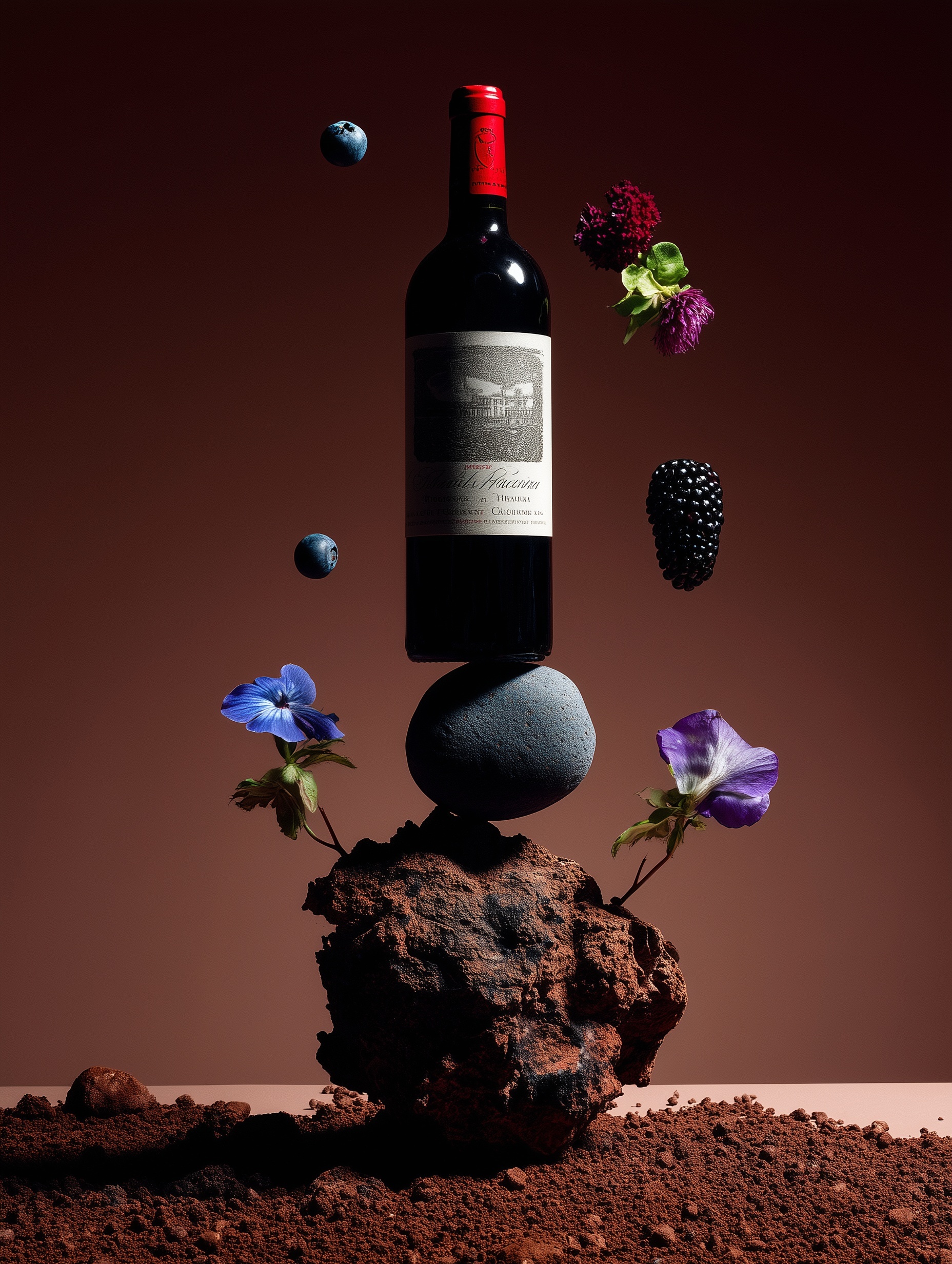 Elegant Bordeaux Still Life in Low Light