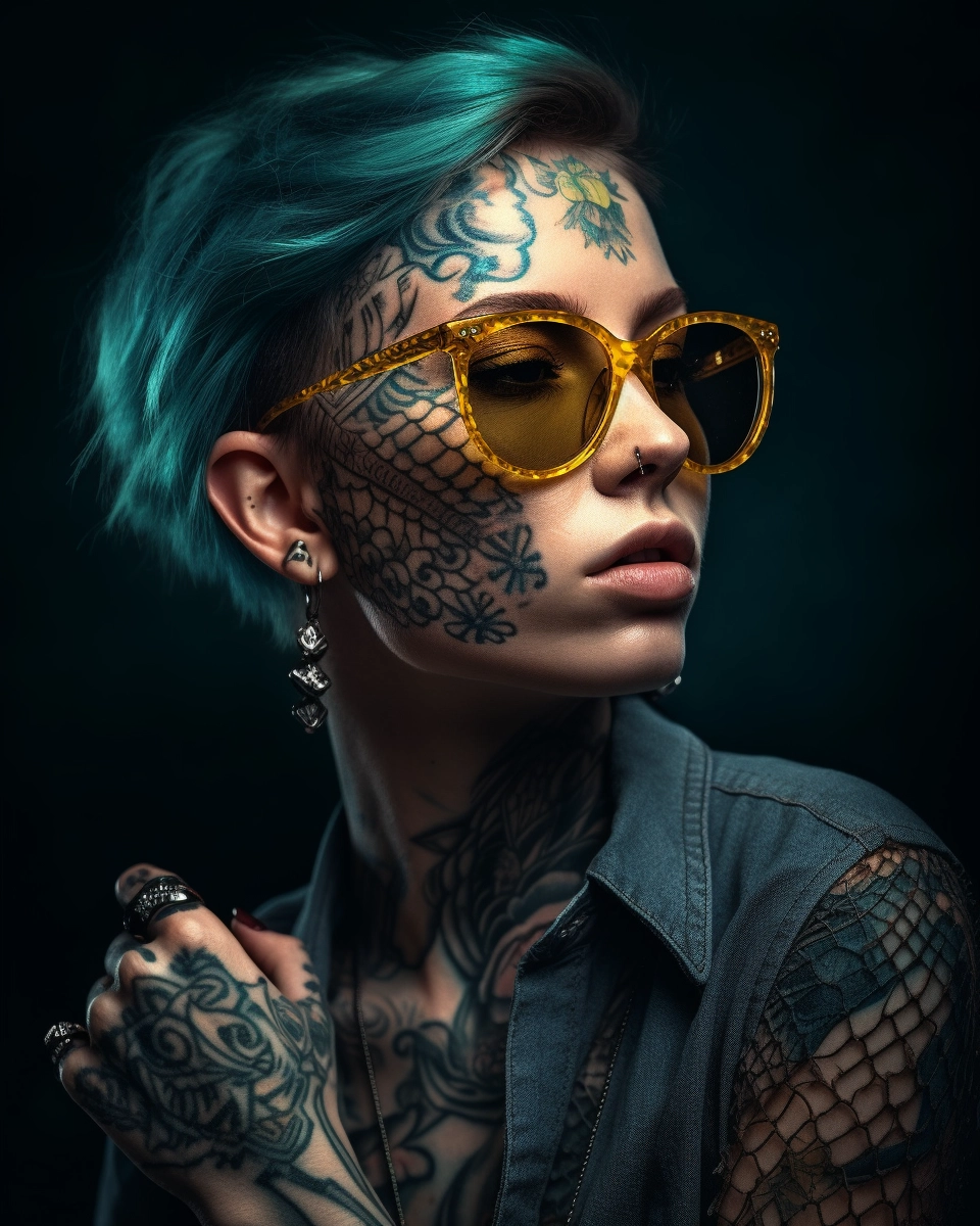 Tattoo-inspired Woman with Sunglasses