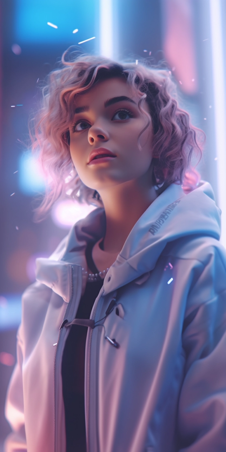 Expressive Future Girl in Hyper Realistic 4K Cinematic Lights