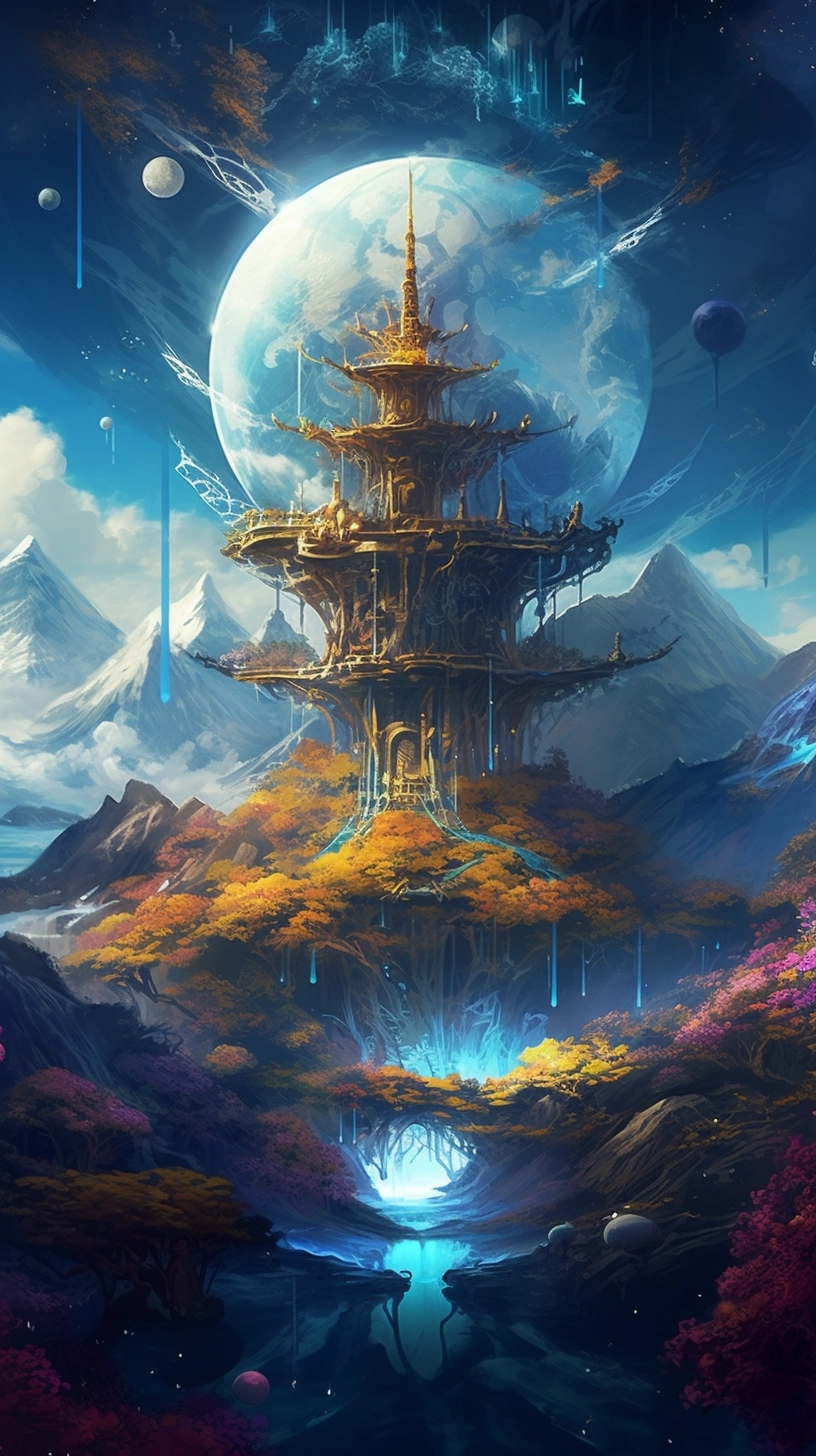 Explore Futuristic Mountains in Iban Art Style