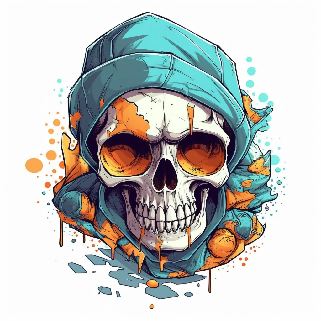 Graffiti Skull Illustration - Cool Cartoon Style