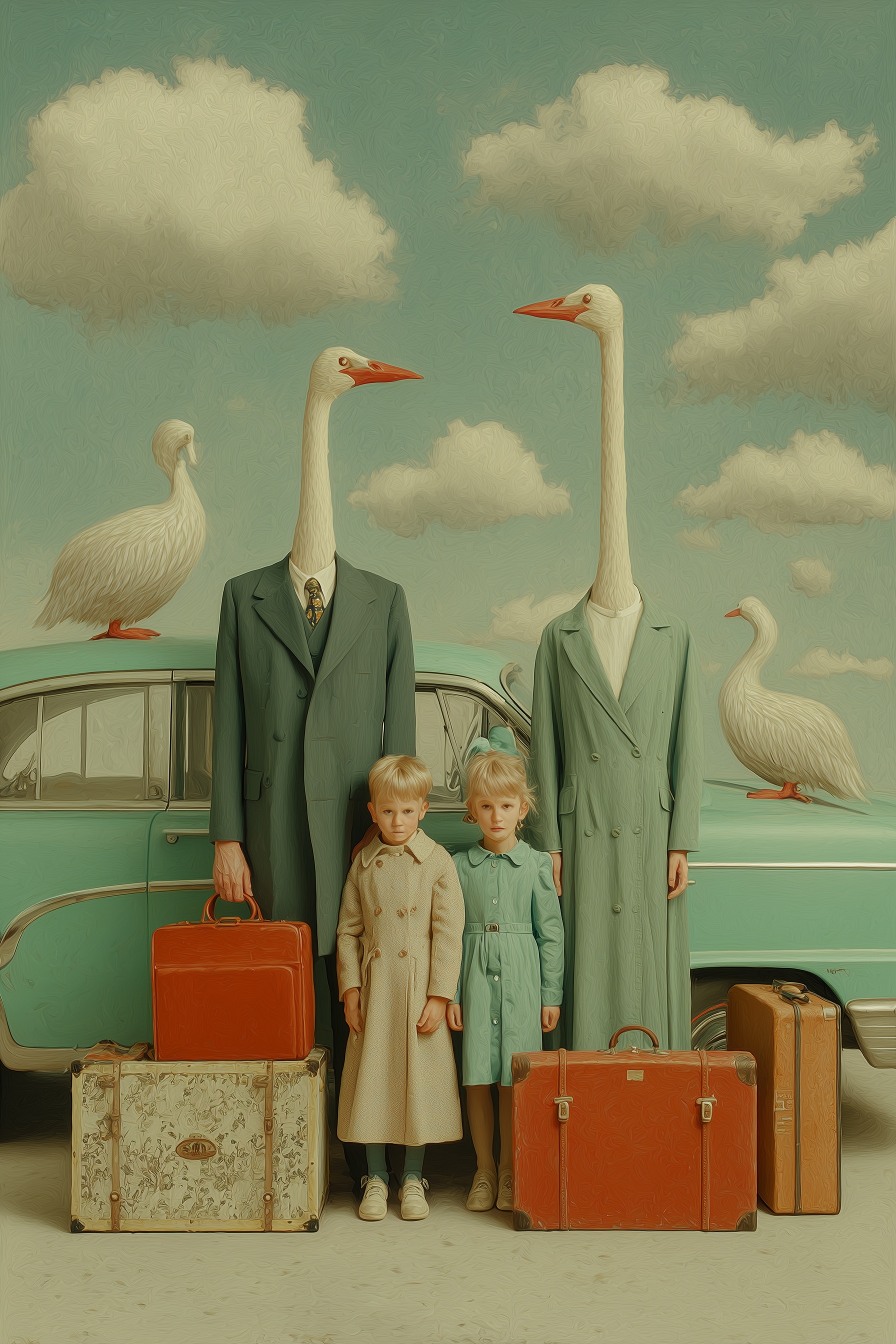 Whimsical 1960s Family Portrait in Pastel Vibes