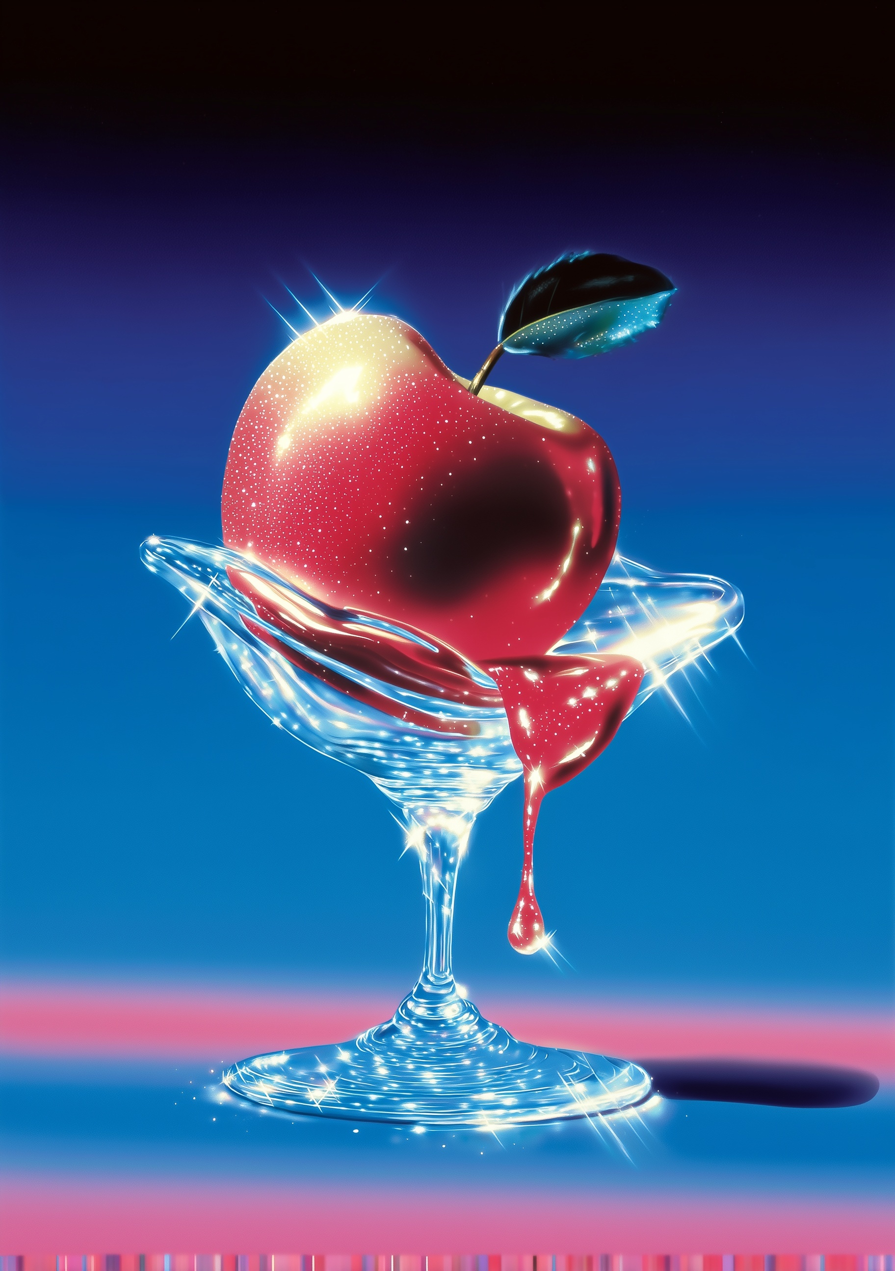 Surreal Apple Melt: Minimalist Airbrush Art
