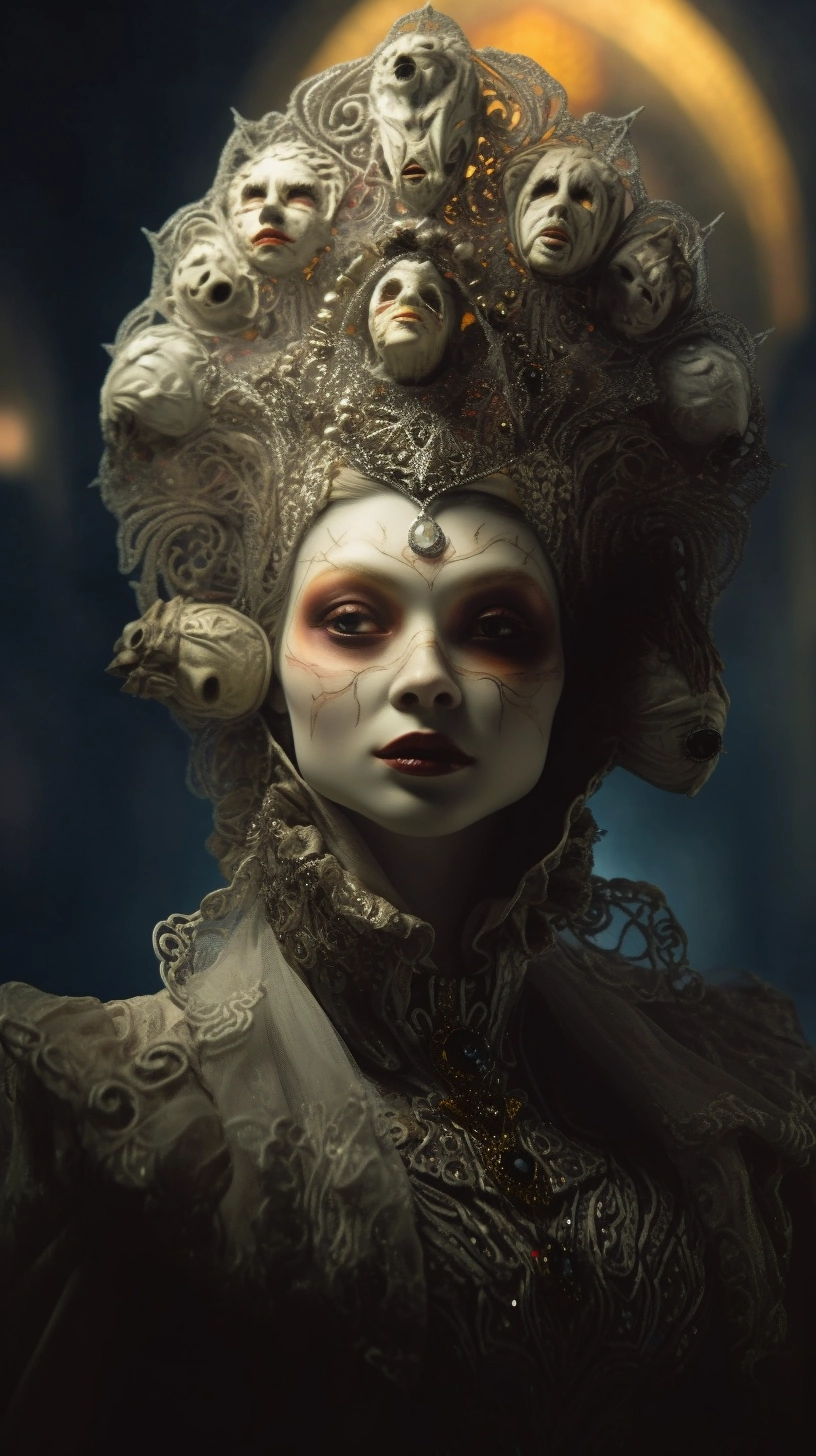 Gothic Venetian Carnival Character: Creepy and Intricate