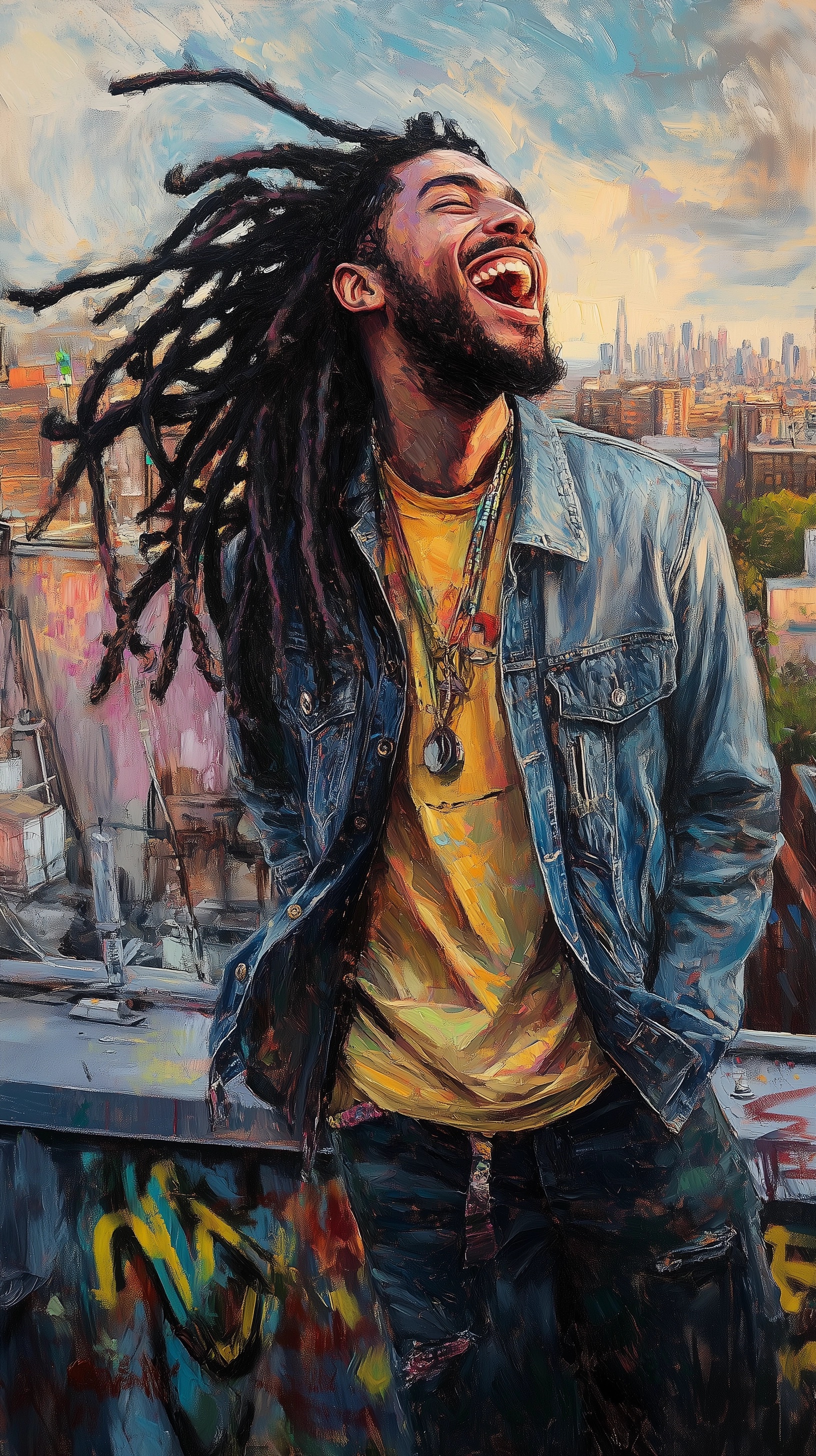 Urban Vibes: Dreadlocked Style in Cityscape Art