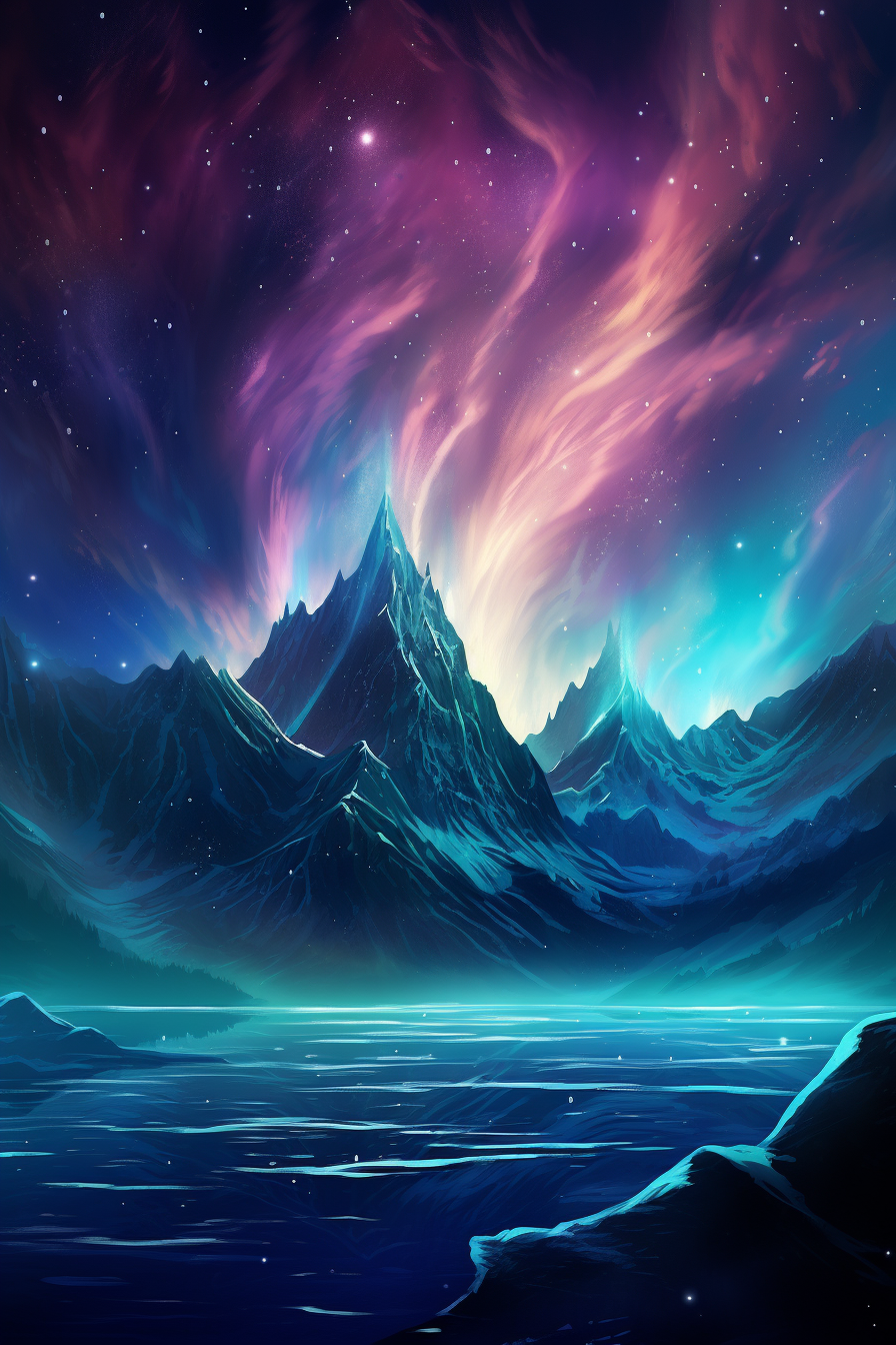 Enchanting Red & Cyan Aurora: Hyper-detailed Digital Art