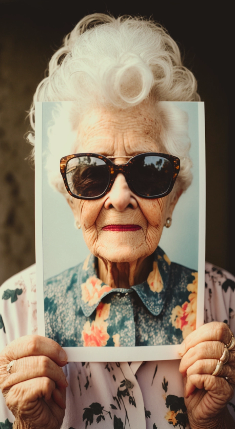 Captured Spontaneity: Elder Woman with Photo