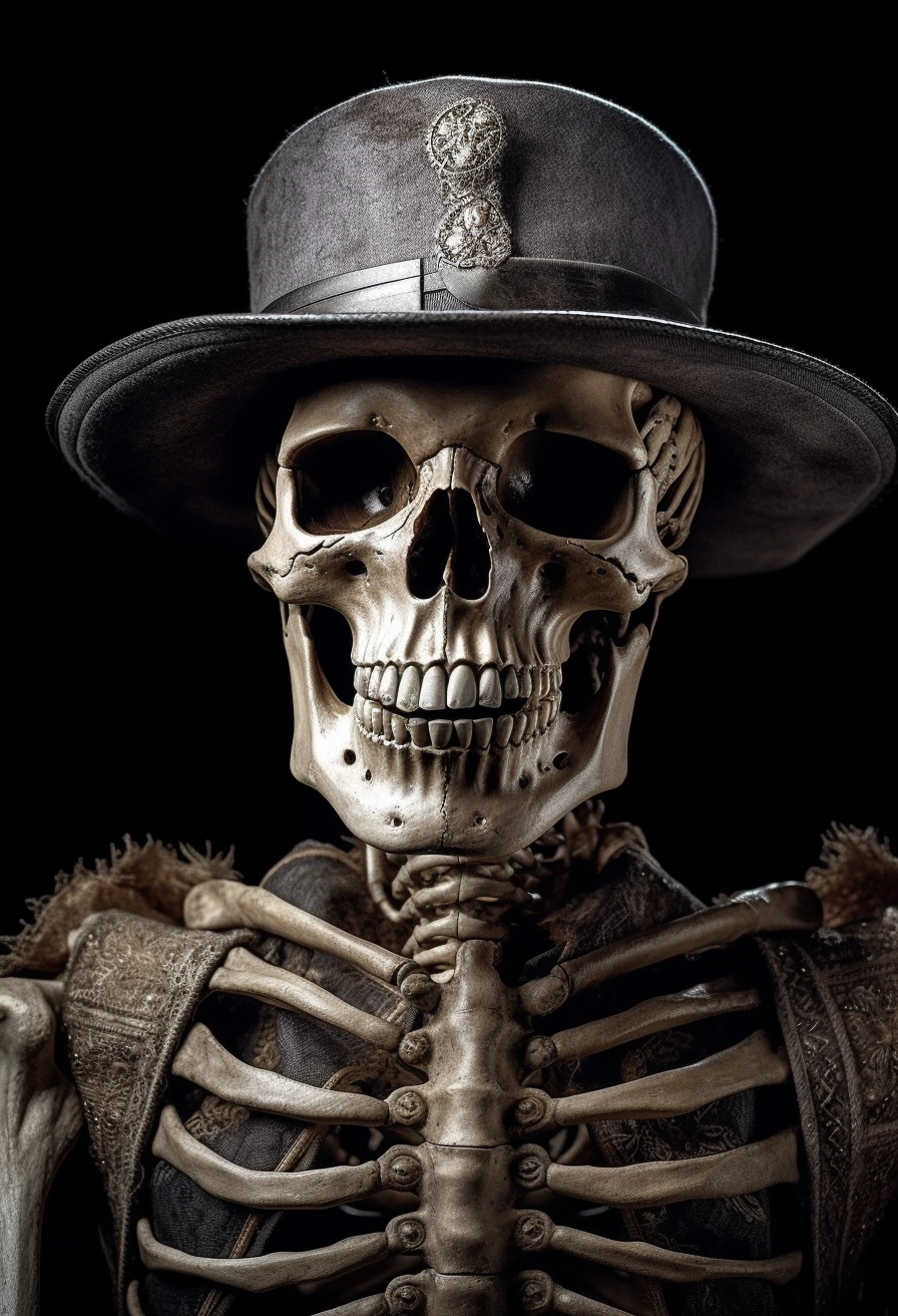 Vintage Cowboy Skeleton Portrait