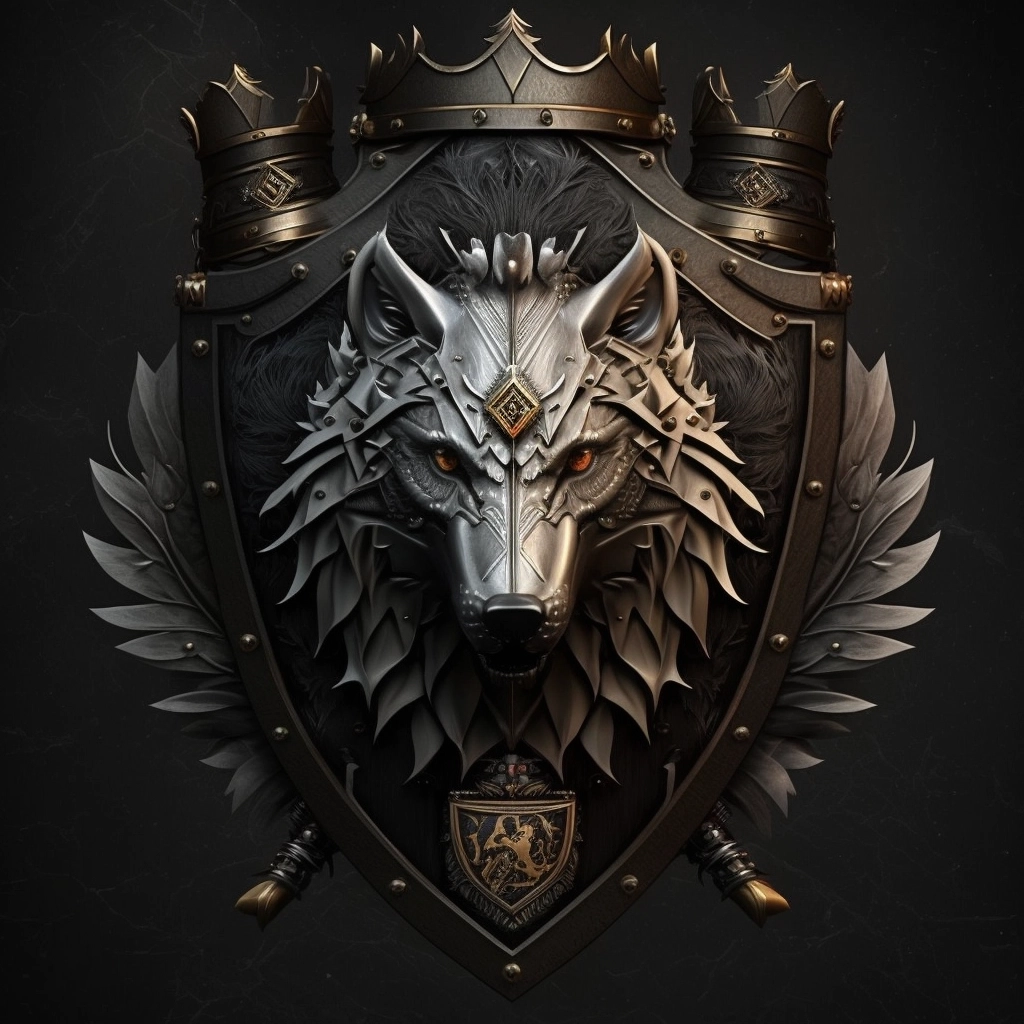 Royal Shield with Wolf Accents and Crown