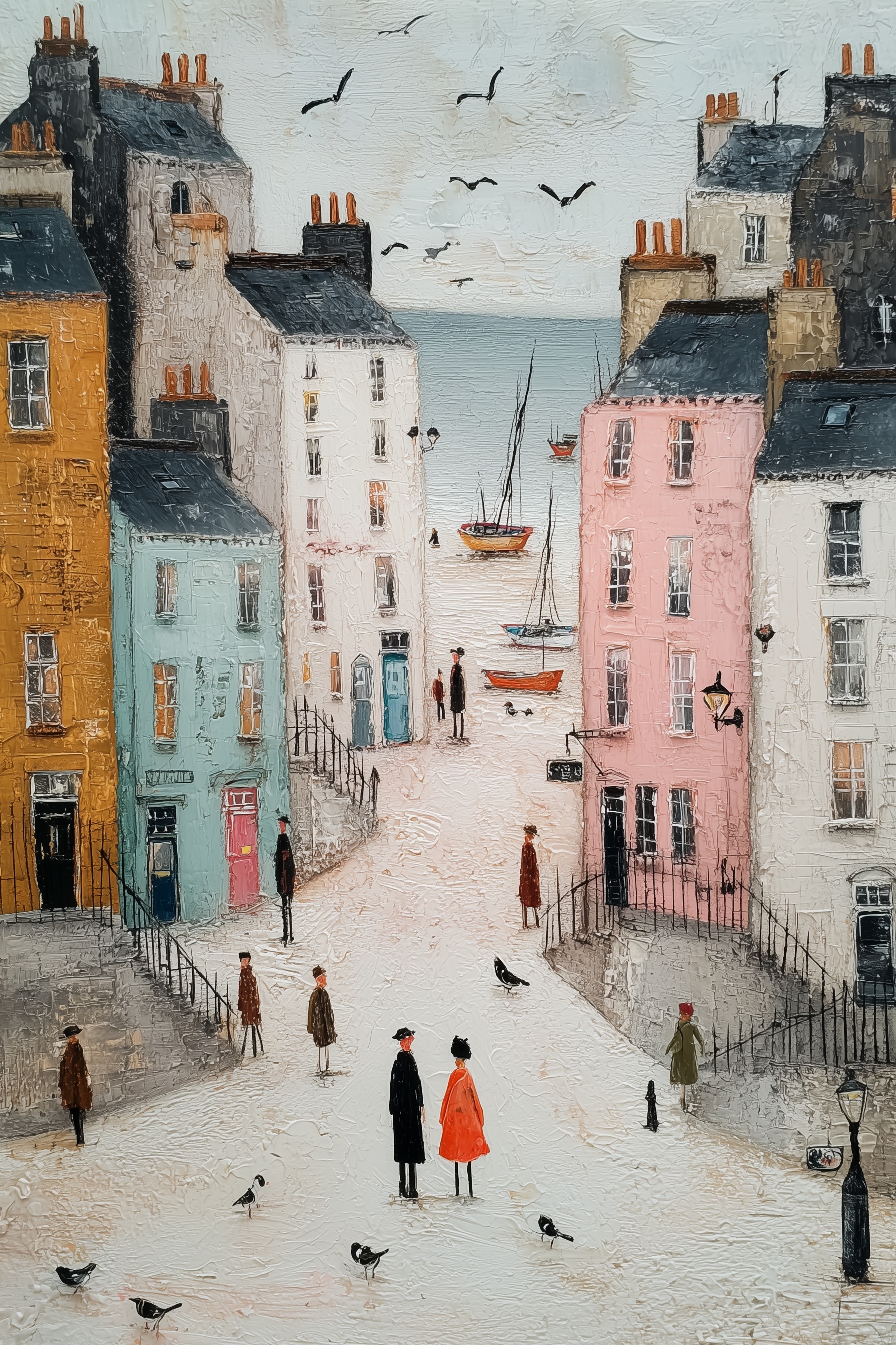 Charming Edinburgh Street Art: Pastel Coastal Bliss