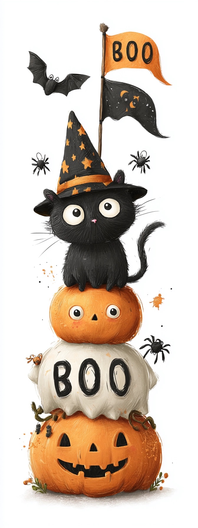 Whimsical Halloween Fun: Ghosts, Cats & Pumpkins!