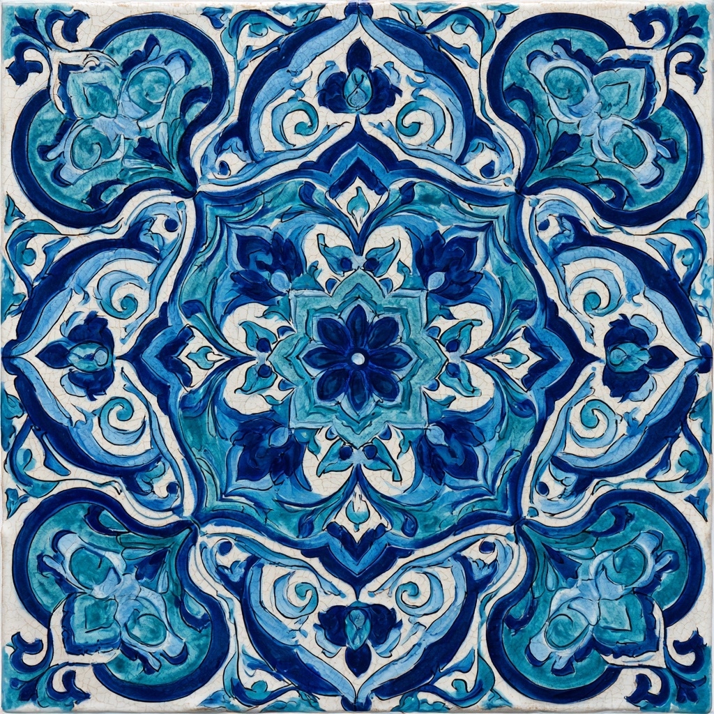 Moroccan Hand-Painted Cerulean Blue Décor