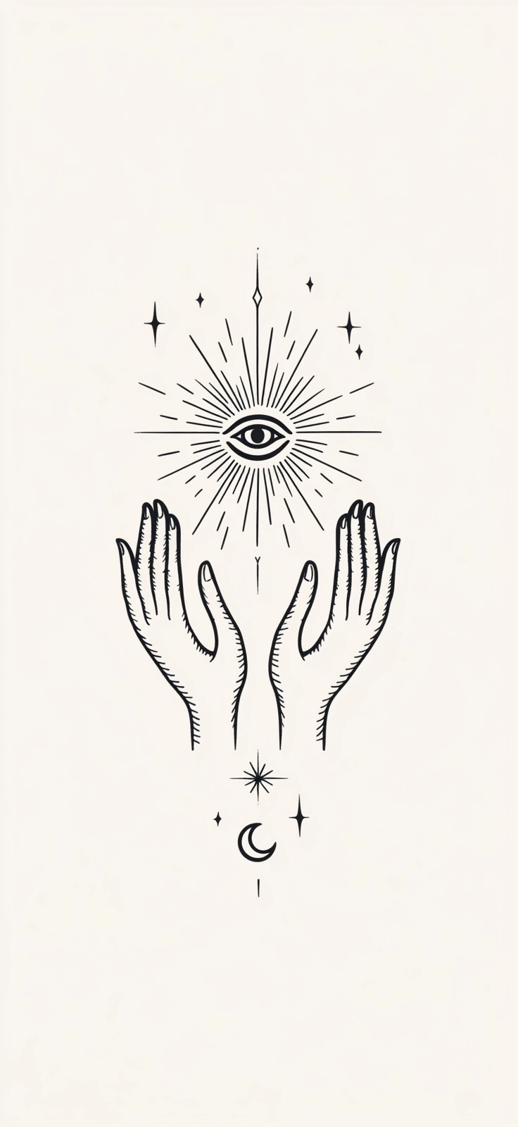 Elegant Mystic Logo: Hands, Eye & Celestial Design