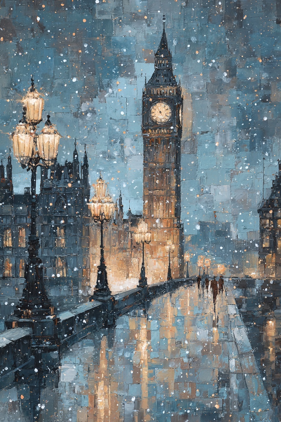 Winter Nights: Fragmented London in Cubist Style