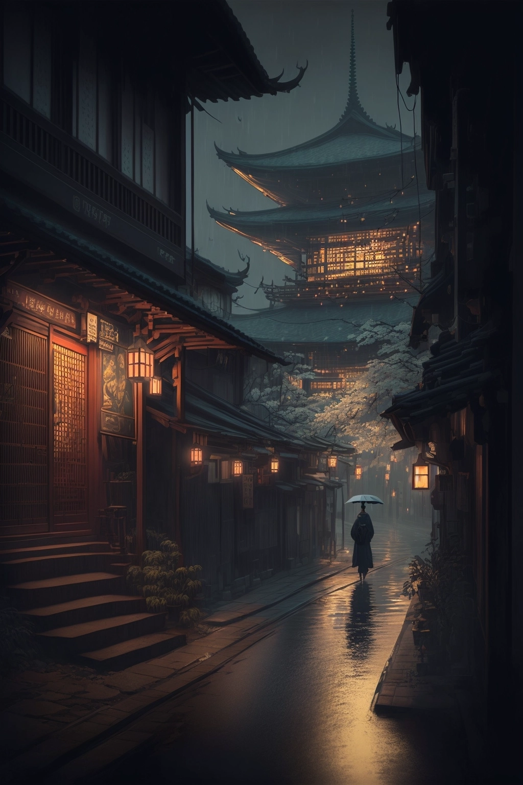 Misty Kyoto: Intricate Japanese Architecture